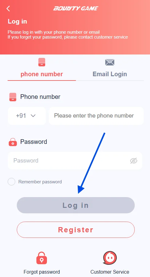 click the login button