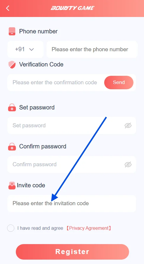 enter the invitation code