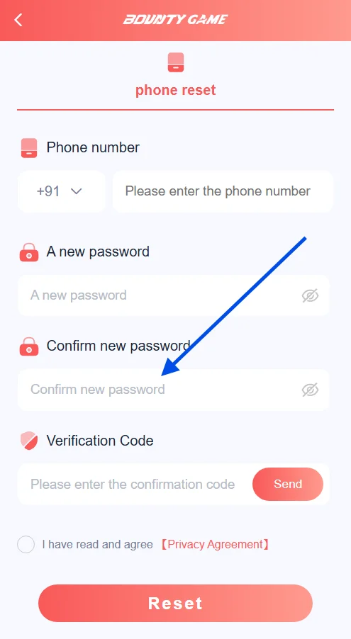 confirm new password