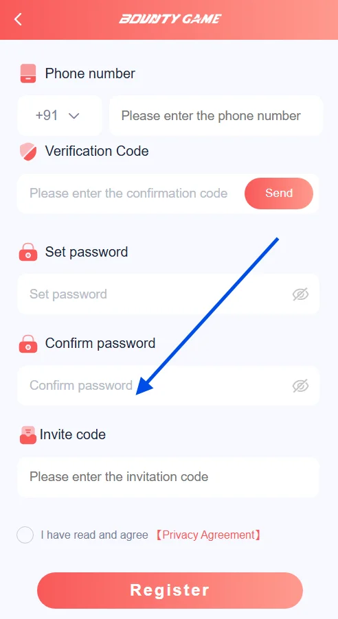 confirm password