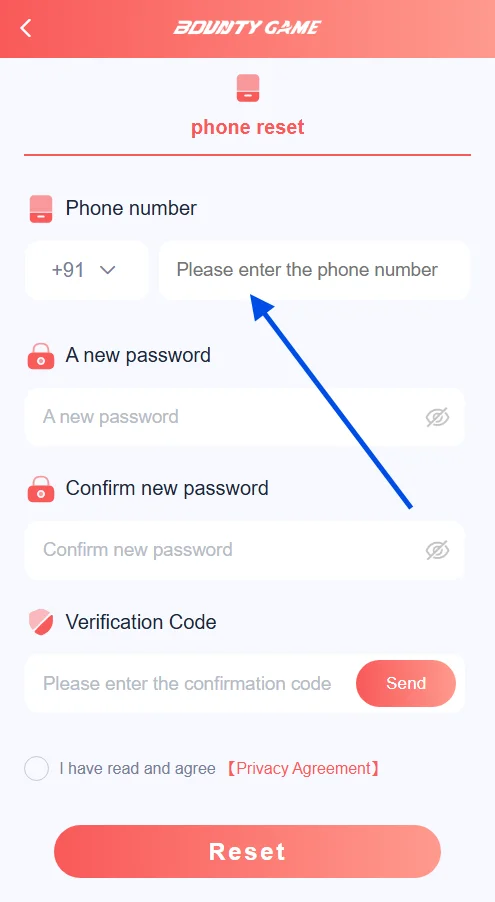 enter phone number