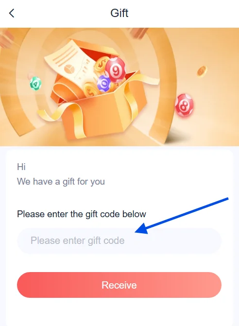 fill the gift code