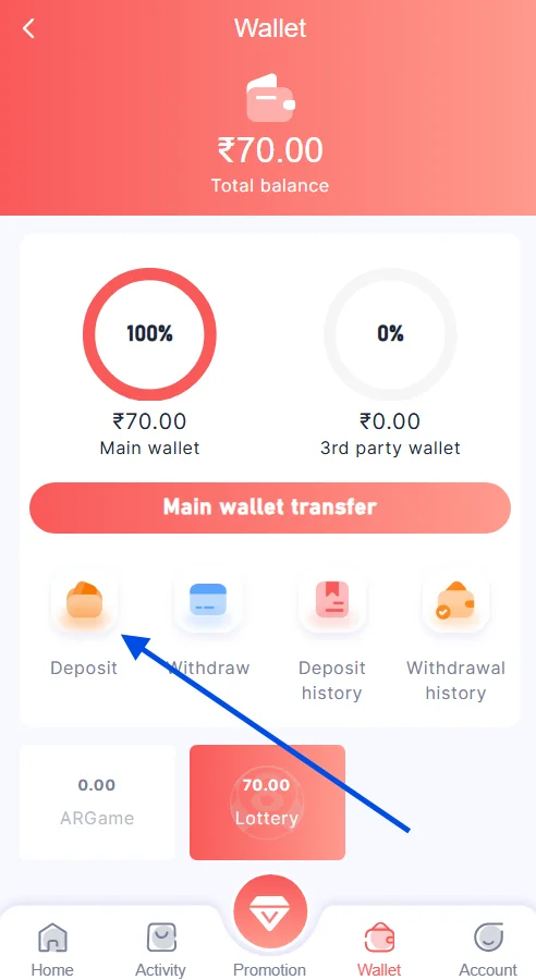 go to Deposit section