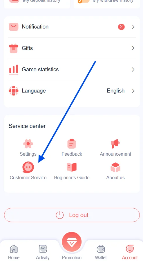 go to customer service page