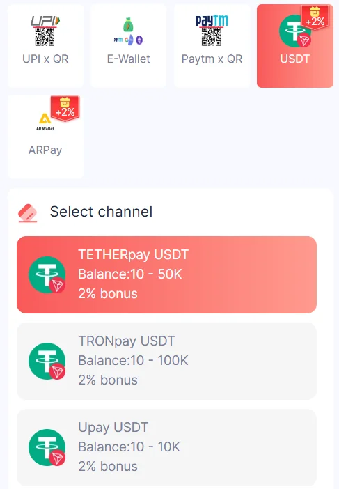 usdt deposit